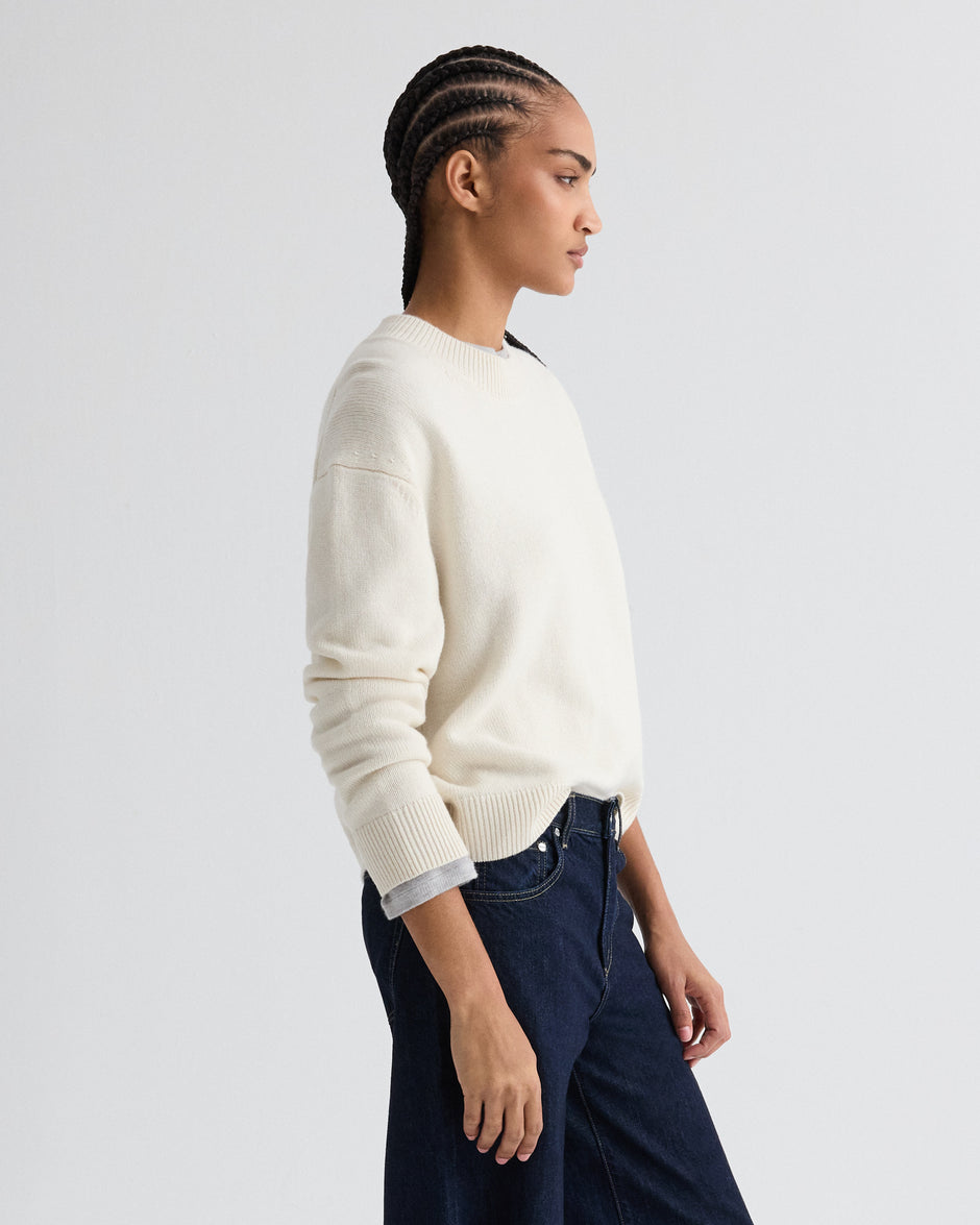 TWP Ivory Boy Crewneck Sweater in Italian Cashmere view 4
