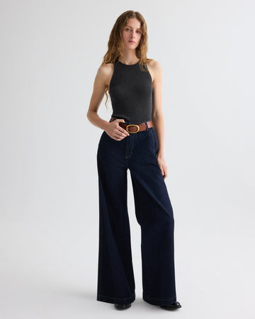 TWP Charcoal heather grey Harbor Tank in Cotton Silk view 2