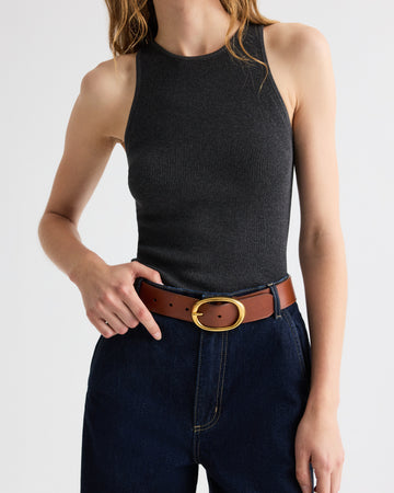 TWP Charcoal heather grey Harbor Tank in Cotton Silk view 3