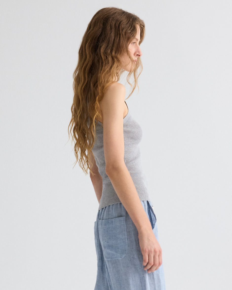 TWP Light heather grey Harbor Tank in Cotton Silk view 4