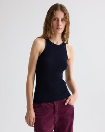 TWP Dark midnight Harbor Tank in Cotton Silk view 2