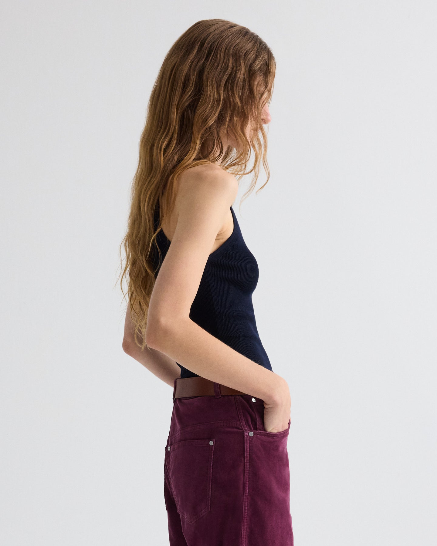 TWP Dark midnight Harbor Tank in Cotton Silk view 4