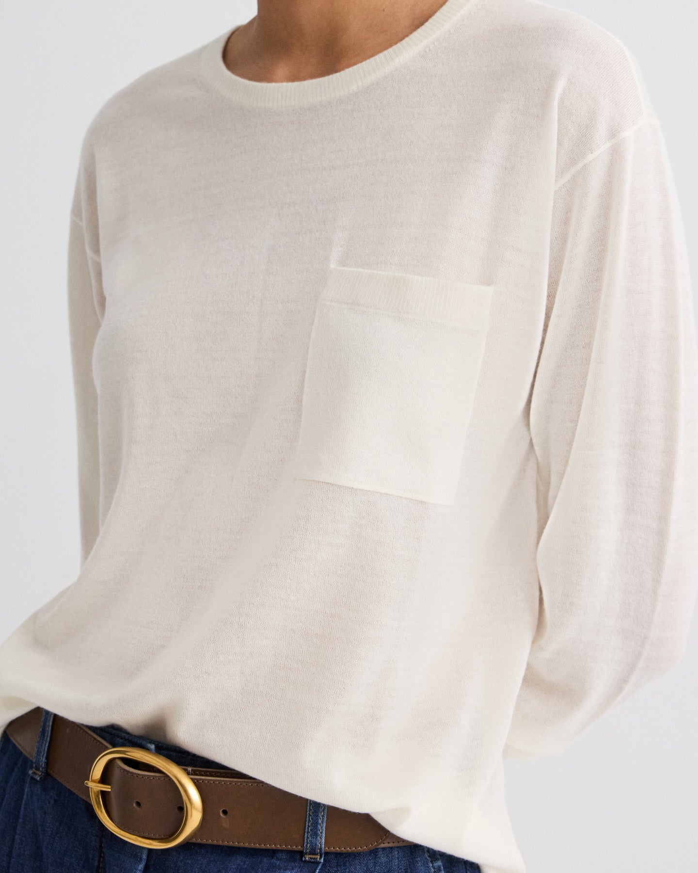 TWP Birch Long Sleeve True Crewneck in Superfine Cashmere view 4