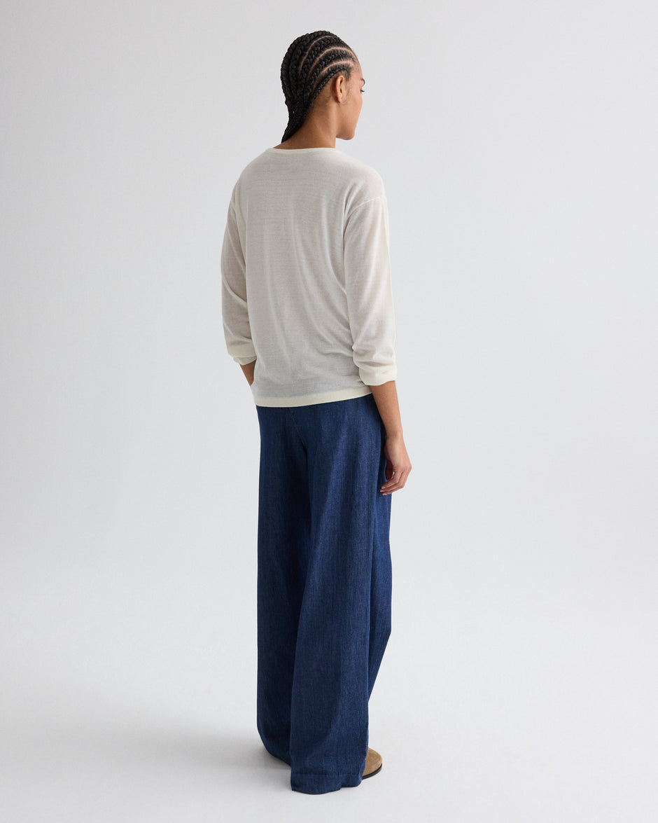 TWP Birch Long Sleeve True Crewneck in Superfine Cashmere view 5