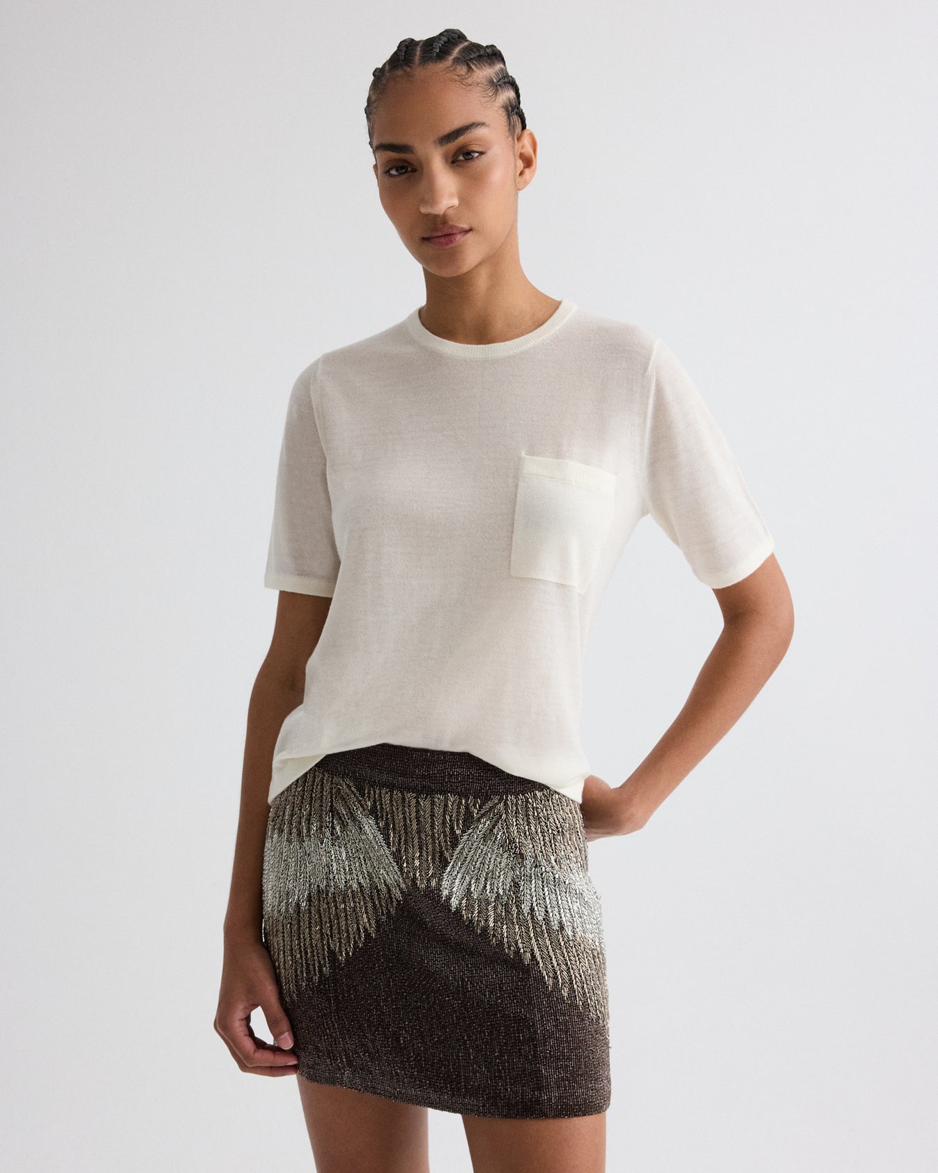 TWP Birch True Crewneck in Superfine Cashmere view 2