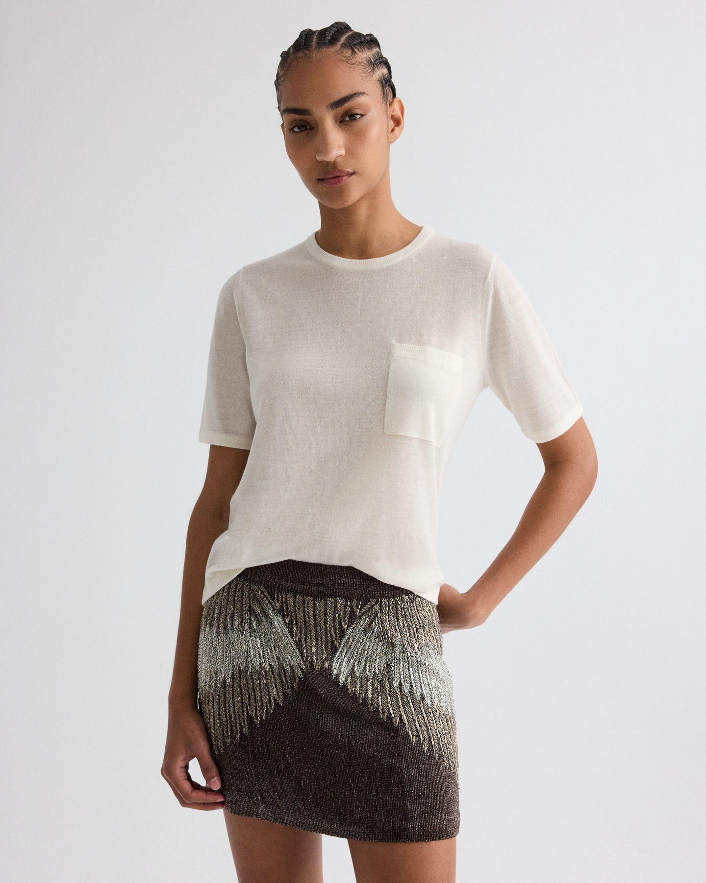 TWP Birch True Crewneck in Superfine Cashmere view 2