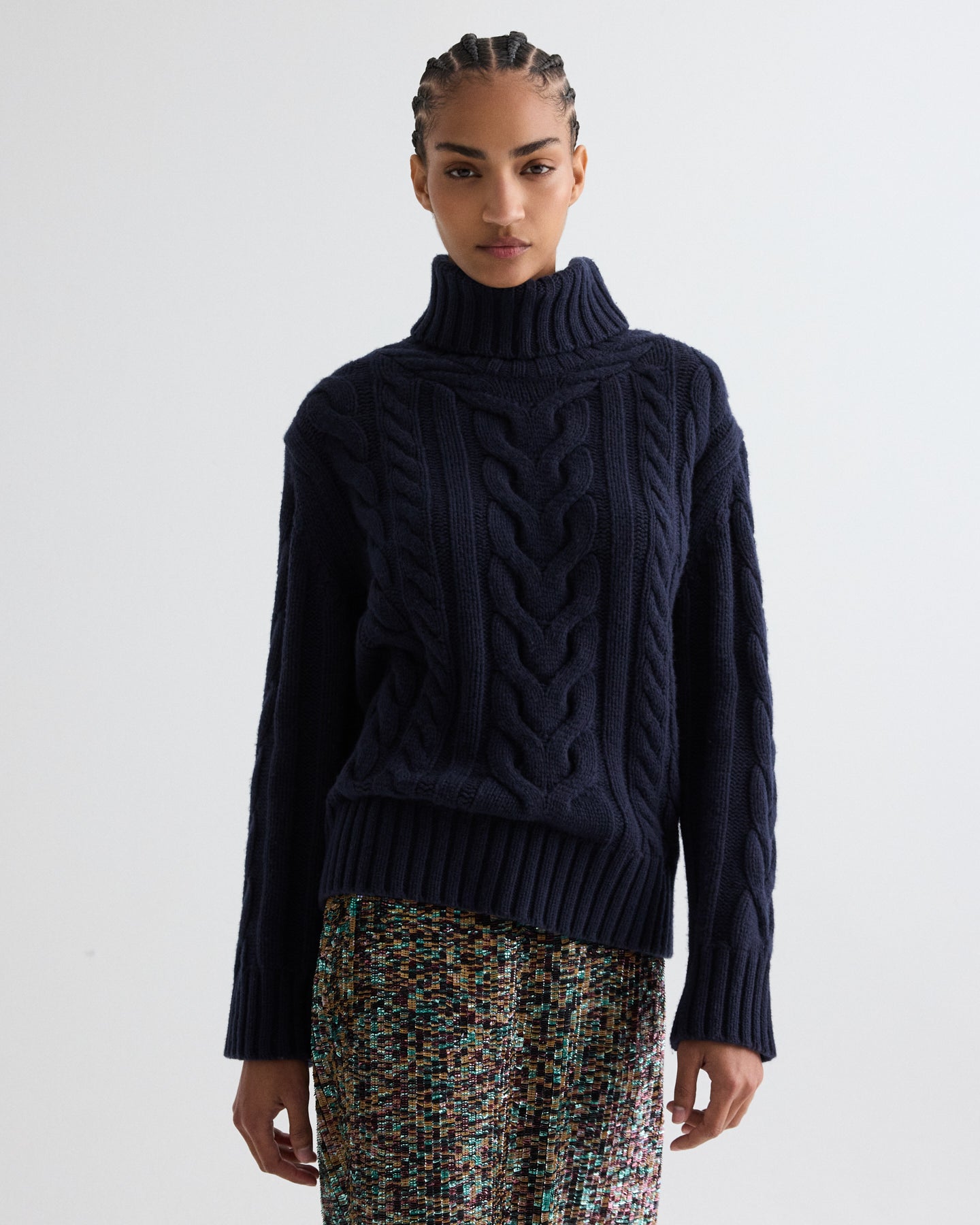 TWP Midnight Traveling T Neck Sweater in Italian Cashmere view 2