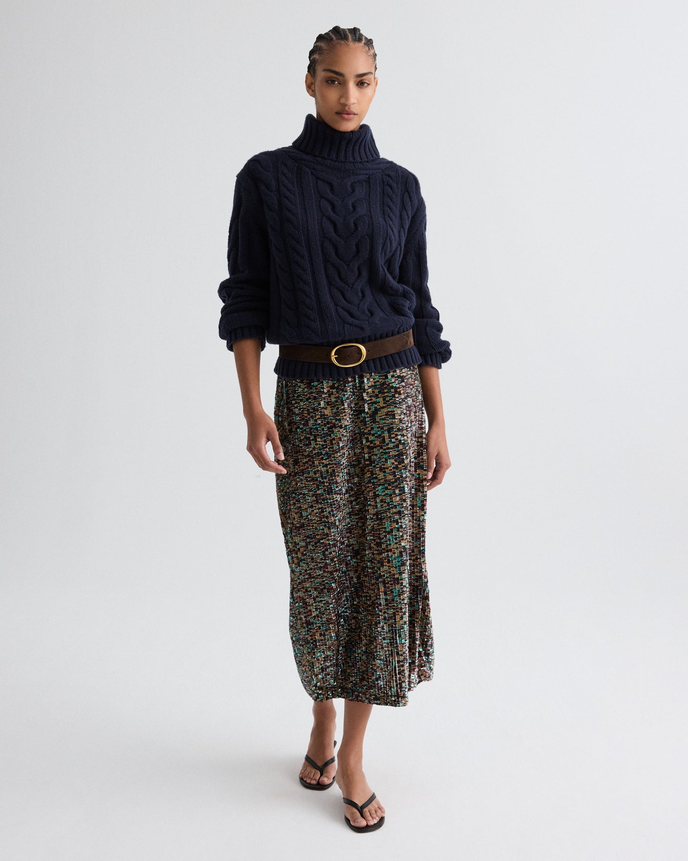 TWP Midnight Traveling T Neck Sweater in Italian Cashmere view 3