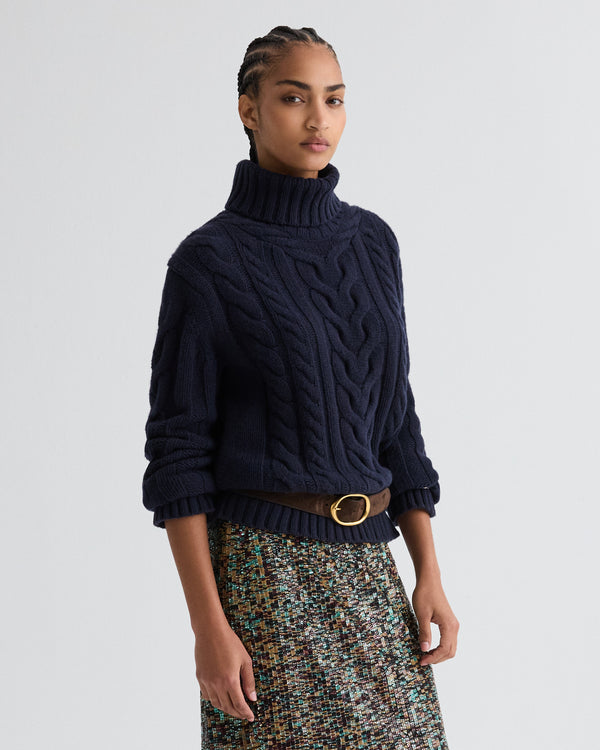 TWP Midnight Traveling T Neck Sweater in Italian Cashmere view 4