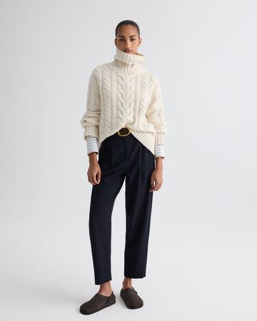 TWP Ivory Traveling T Neck Sweater in Italian Cashmere view 3