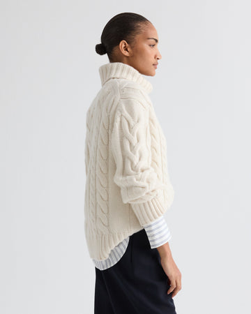 TWP Ivory Traveling T Neck Sweater in Italian Cashmere view 4