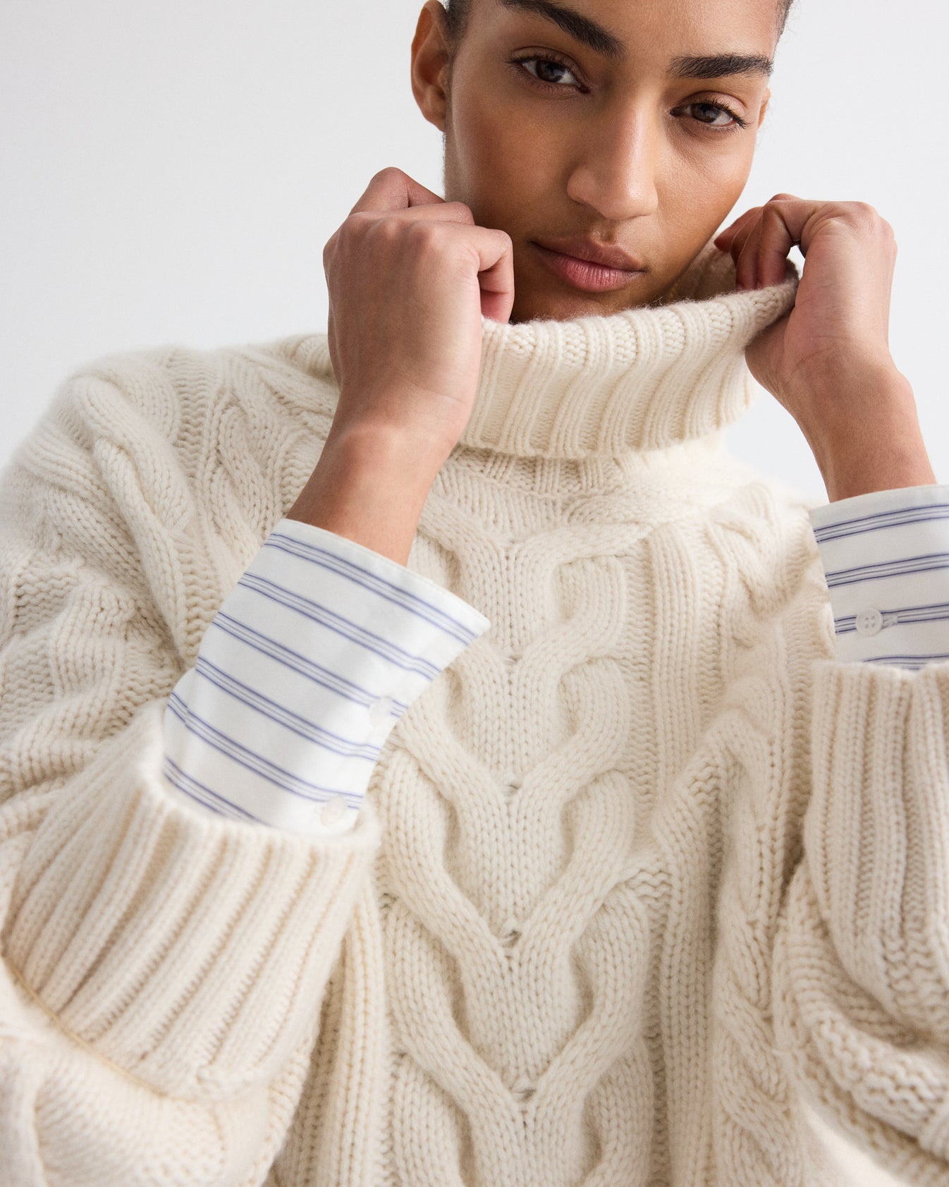 TWP Ivory Traveling T Neck Sweater in Italian Cashmere view 2