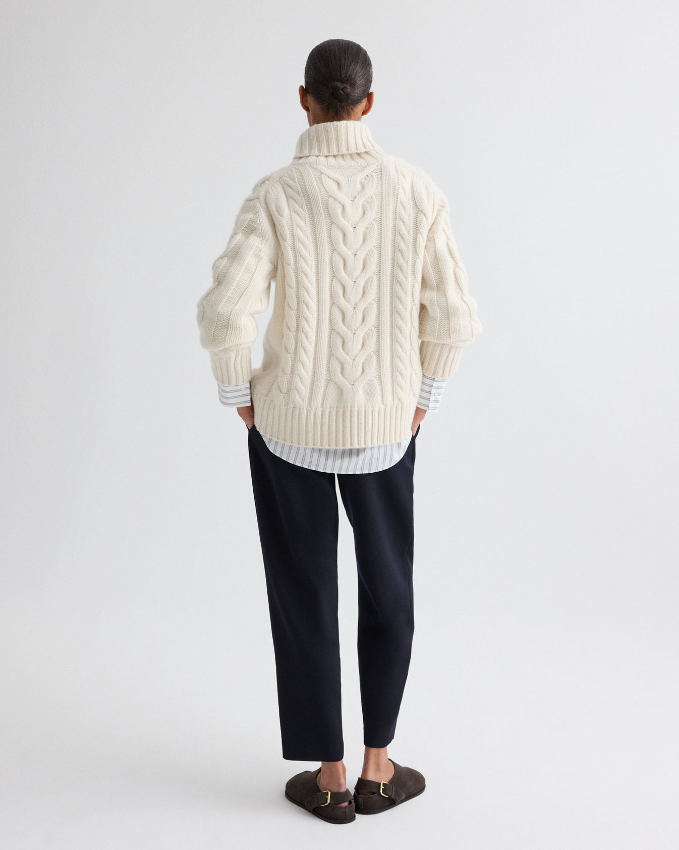 TWP Ivory Traveling T Neck Sweater in Italian Cashmere view 5