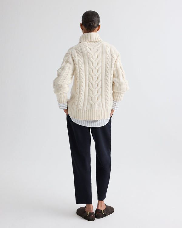 TWP Ivory Traveling T Neck Sweater in Italian Cashmere view 5
