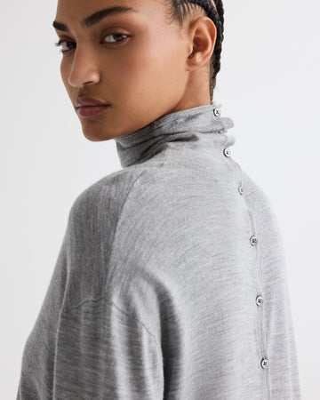 TWP Medium heather grey Easy Turtle Sweater in Wool Silk view 3