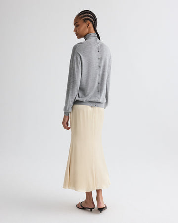 TWP Medium heather grey Easy Turtle Sweater in Wool Silk view 5