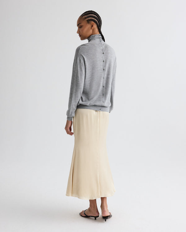 TWP Medium heather grey Easy Turtle Sweater in Fine Wool Silk view 5