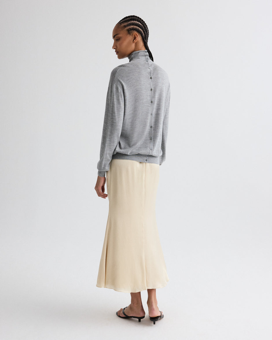 TWP Medium heather grey Easy Turtle Sweater in Wool Silk view 5