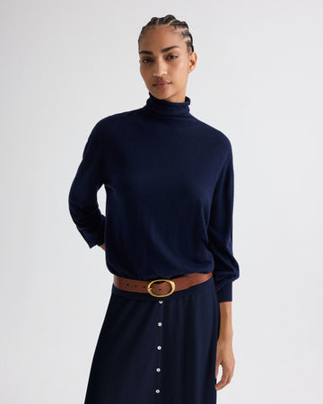 Easy Turtle Sweater in Fine Wool Silk