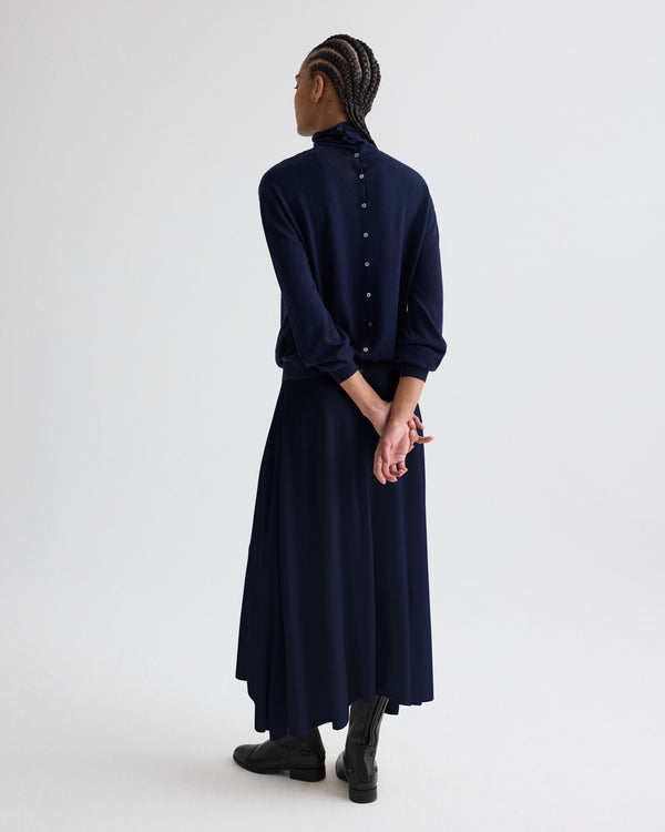 TWP Navy The Skirted One Skirt in Fine Wool Silk view 1