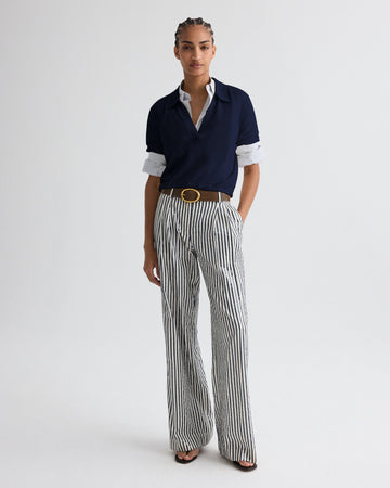 TWP Navy The Polo Sweater in Wool Silk view 3