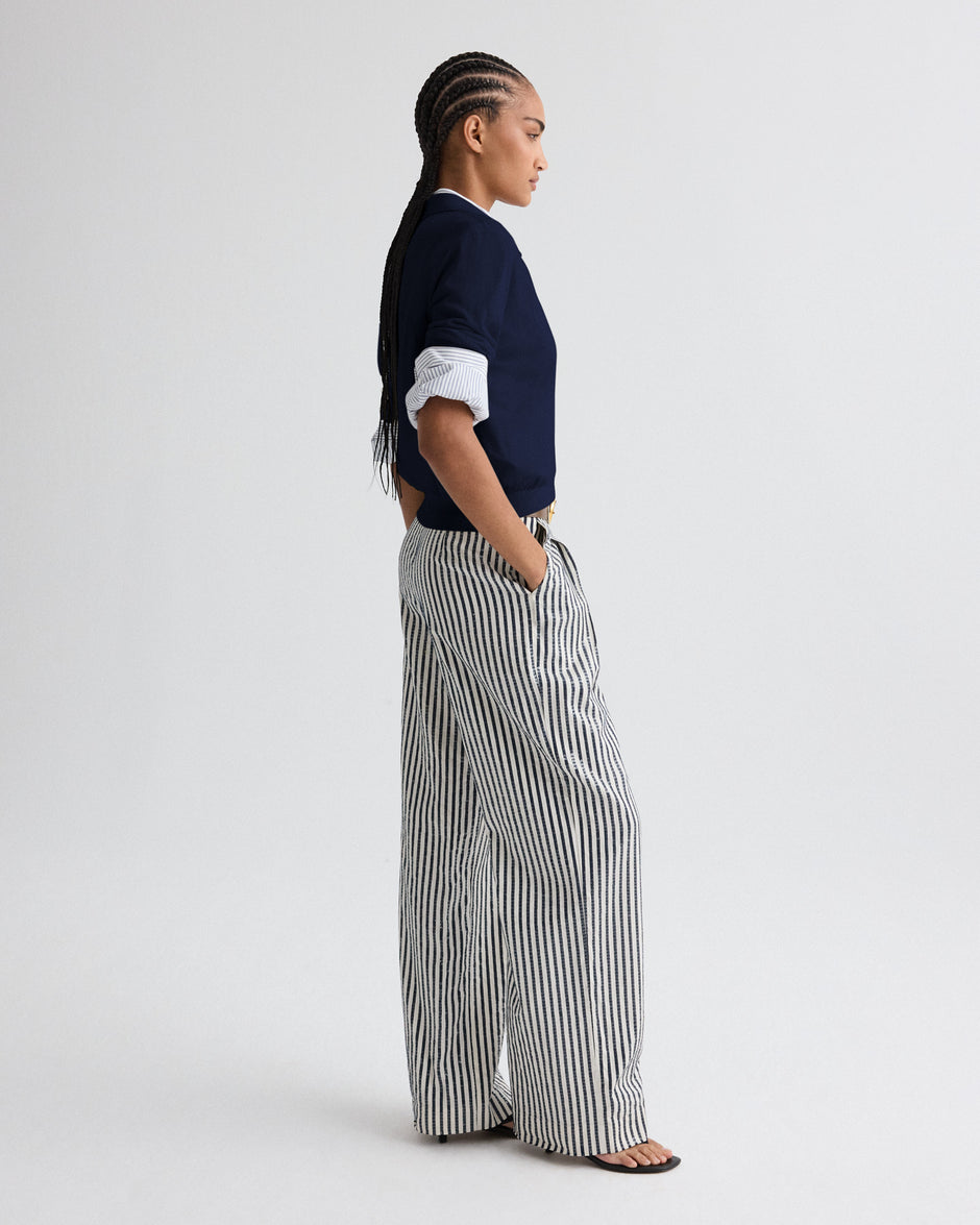 TWP Navy The Polo Sweater in Wool Silk view 5