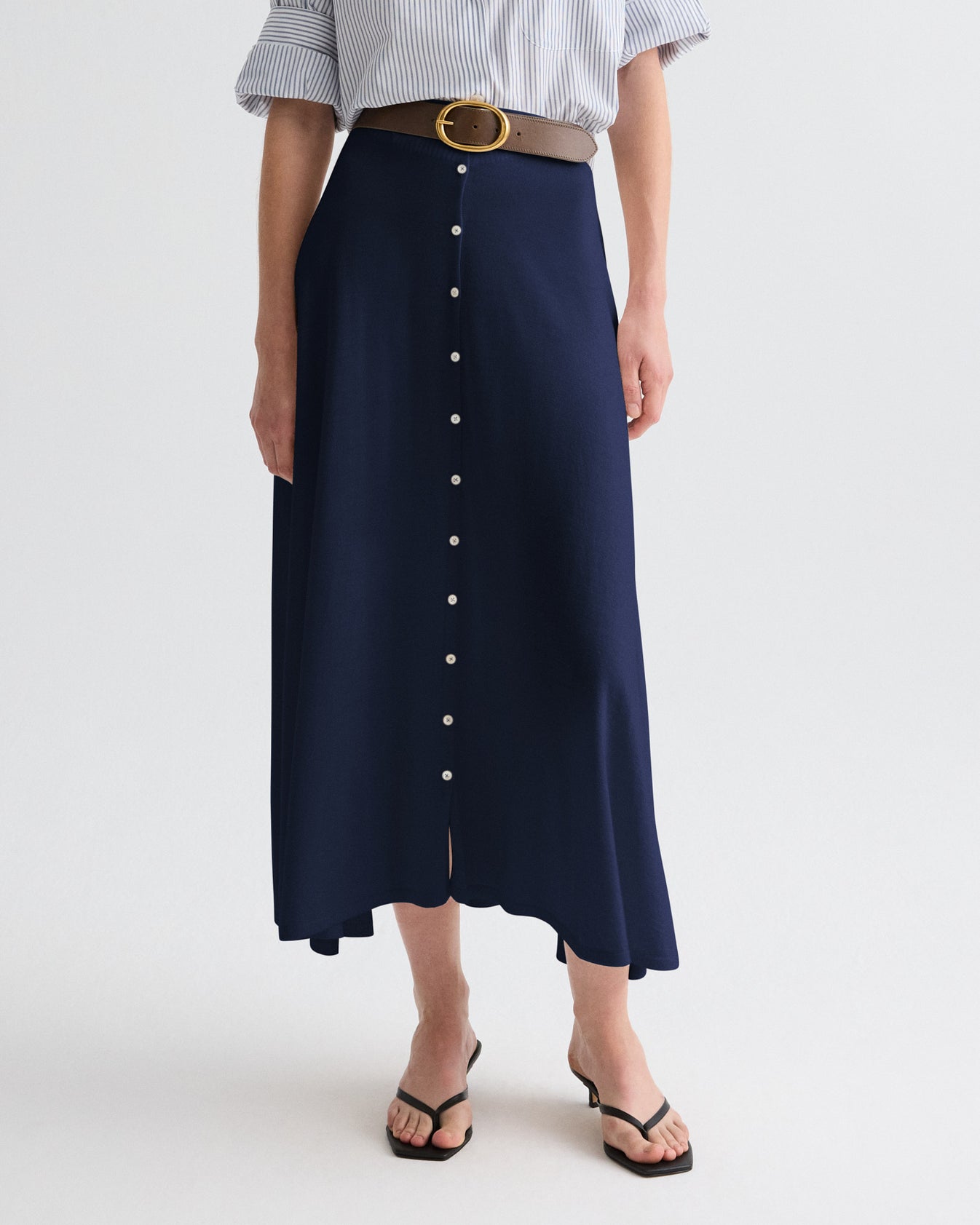 TWP Navy The Skirted One Skirt in Fine Wool Silk view 2