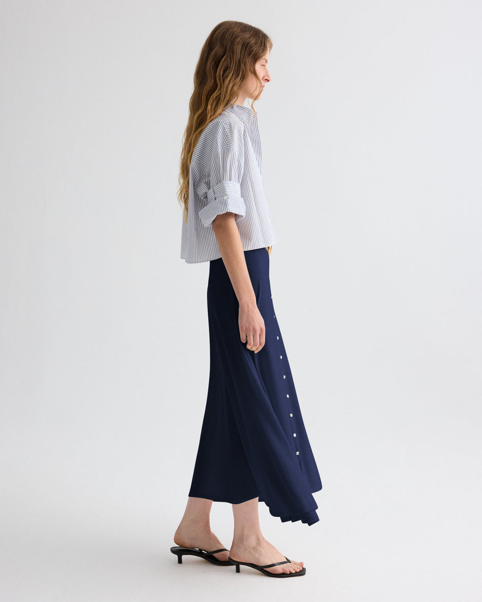 TWP Navy The Skirted One Skirt in Wool Silk view 5