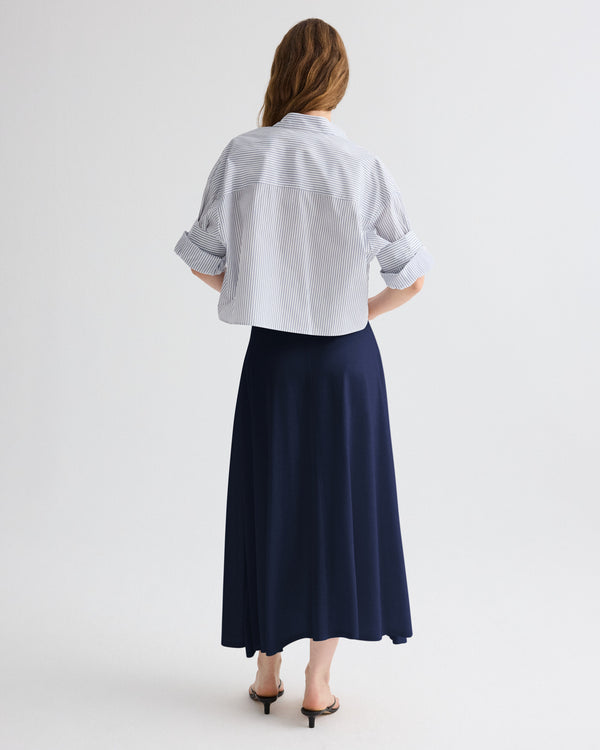 TWP Navy The Skirted One Skirt in Fine Wool Silk view 6