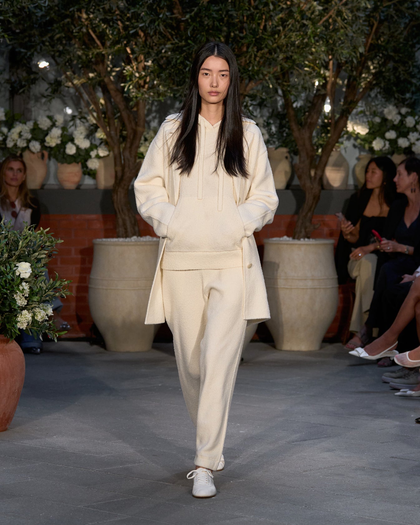 TWP Cream Hoodie in Nubby Cashmere Silk view 6