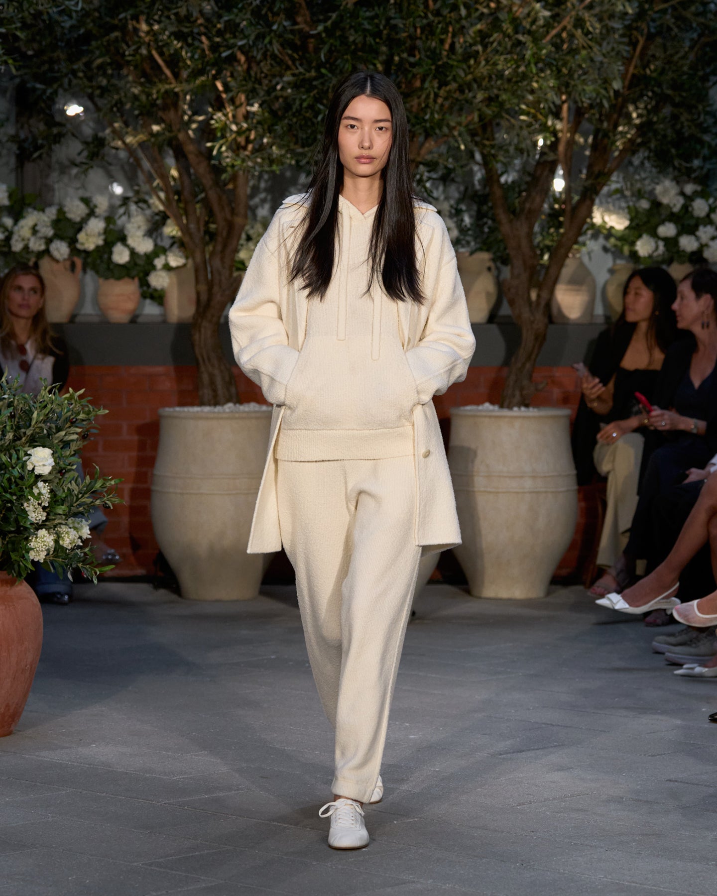 TWP Cream Hoodie in Nubby Cashmere Silk view 6