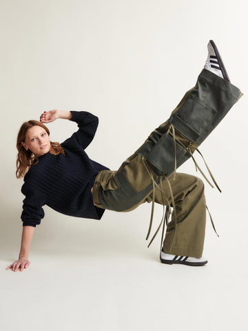 TWP Dark olive / forest Coop Pant with Oversized Cargo in Cotton Twill view 4
