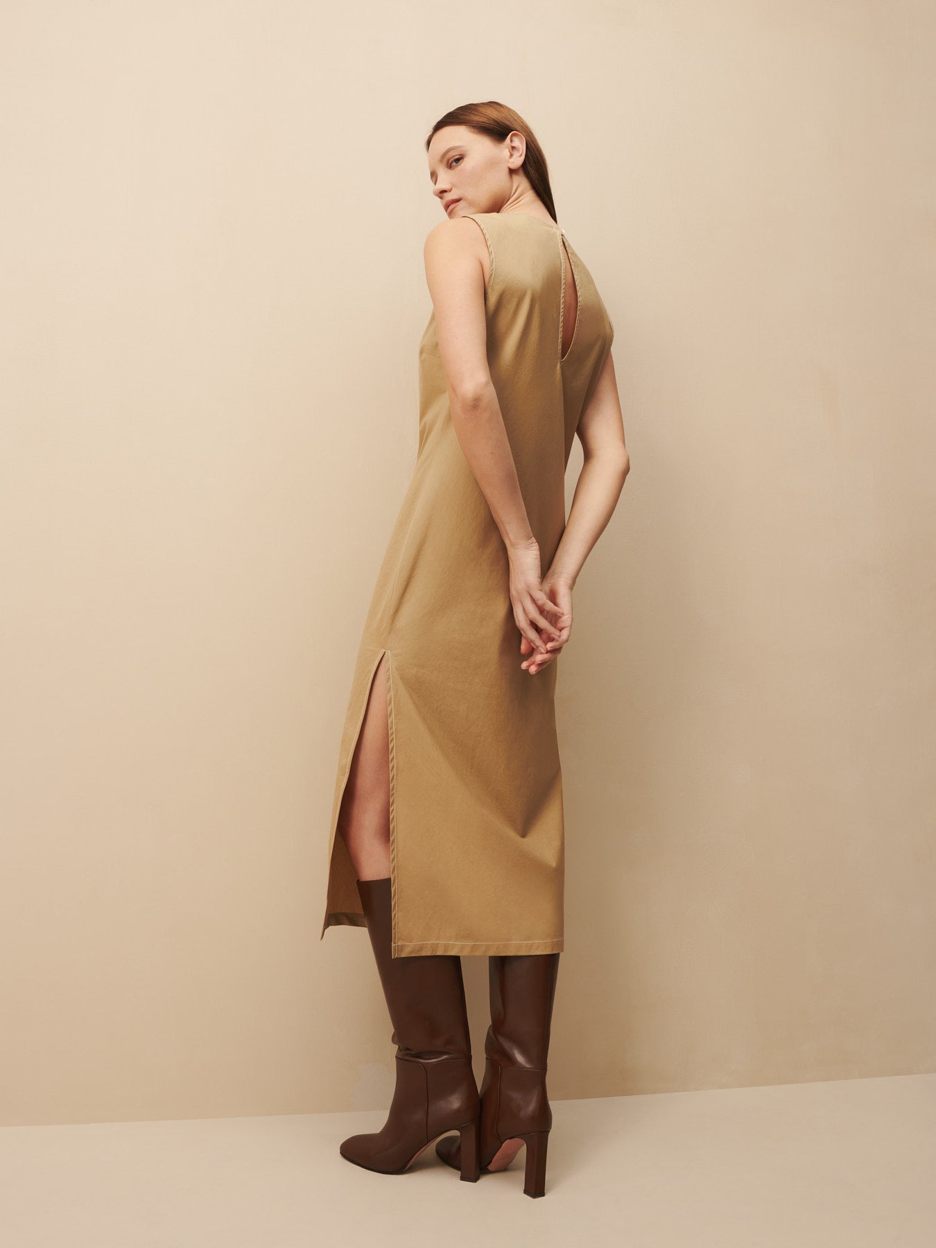 TWP Camel Delaney dress in camel view 5