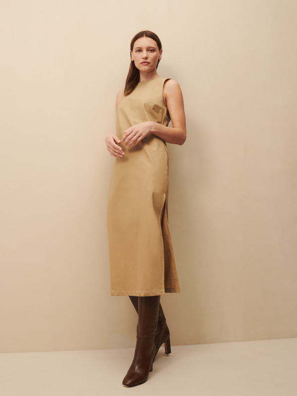 TWP Camel Delaney dress in camel view 2