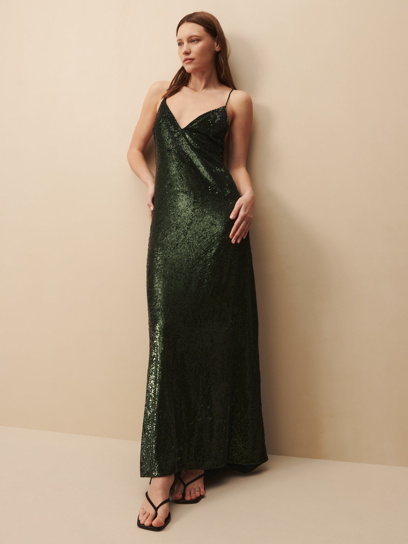 TWP Emerald Josephine Dress in sequin view 4