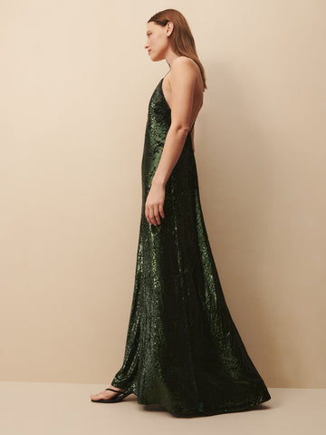 TWP Emerald Josephine Dress in sequin view 4