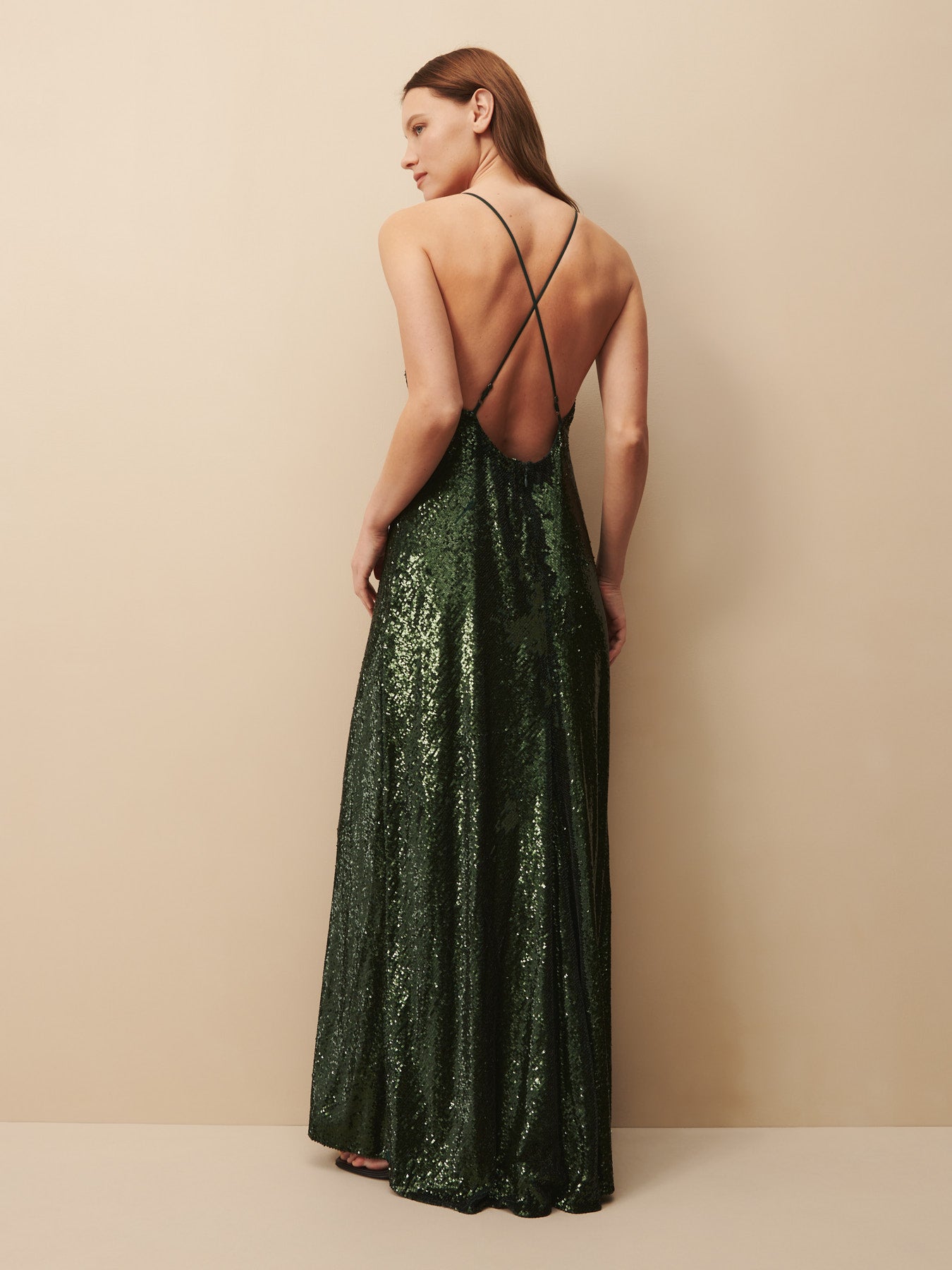 TWP Emerald Josephine Dress in sequin view 2