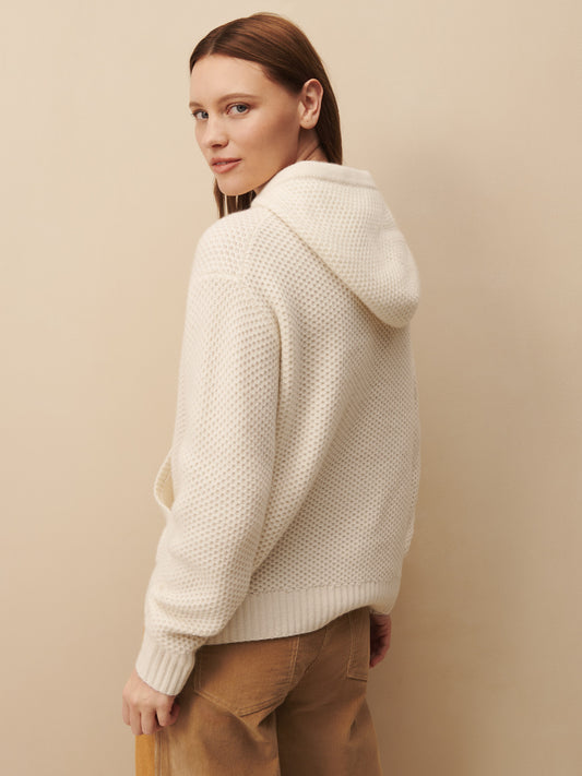 TWP Ivory Honeycomb Hoodie in cashmere view 5