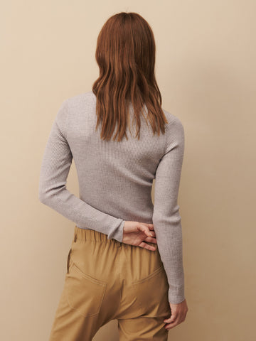 TWP Light heather grey Knit Crewneck in wool view 4