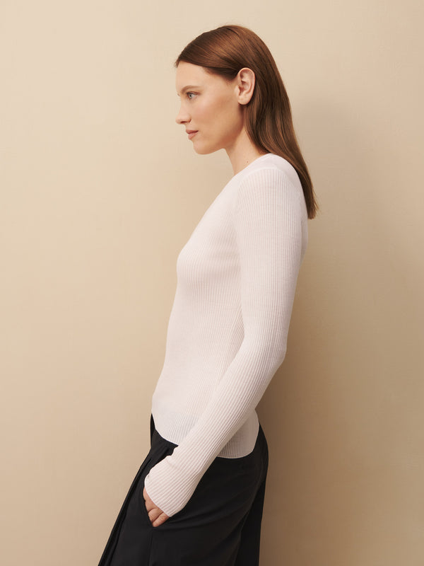TWP Winter white Knit Crewneck in wool view 3