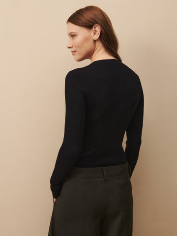 TWP Midnight Knit Crewneck in wool view 5
