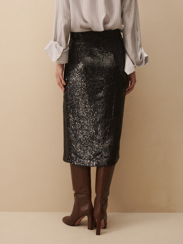 TWP Espresso Lover skirt in sequins view 3