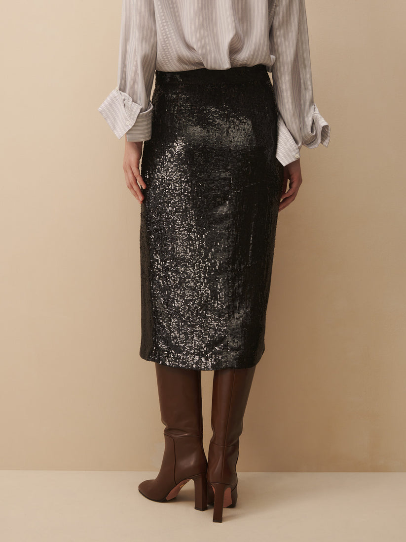TWP Espresso Lover skirt in sequins view 3