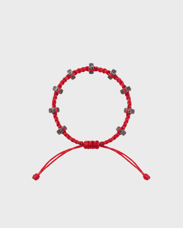 TWP Red Red Thread Bracelet x Double Silver Big Size Half Roundel view 1