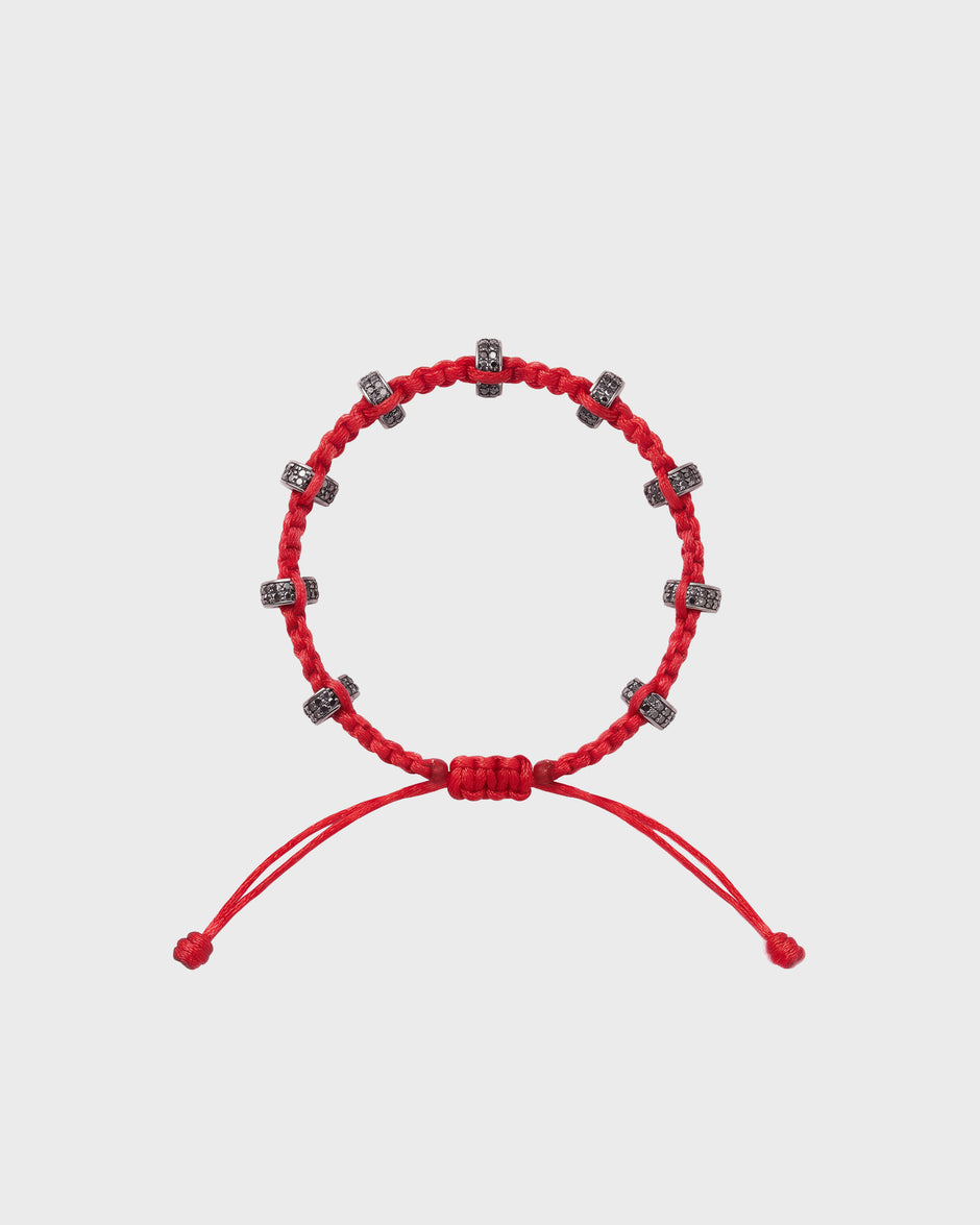 TWP Red Red Thread Bracelet x Double Silver Big Size Half Roundel view 1