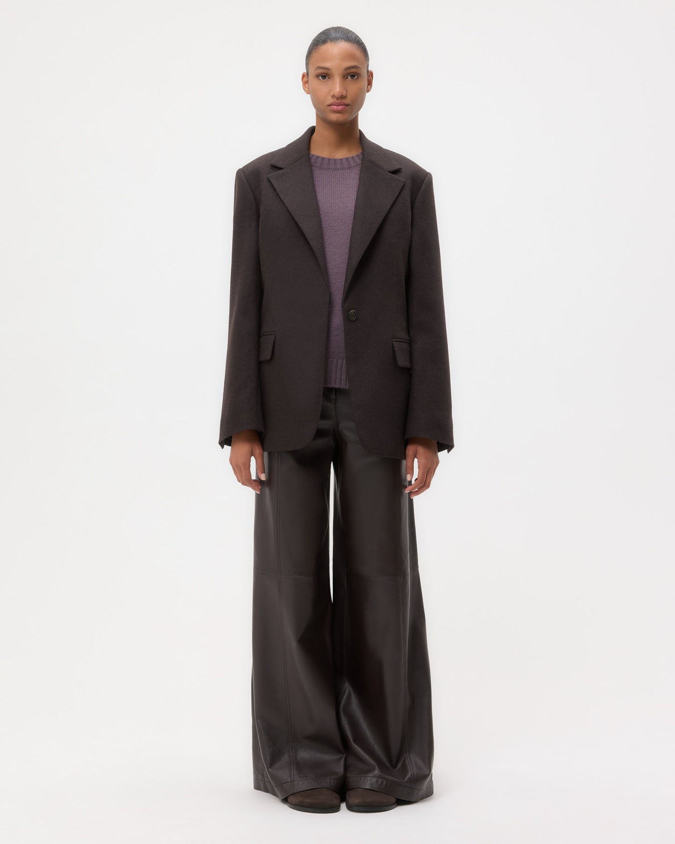 TWP Chocolate Jillian Blazer in Wool Cashmere Flannel view 1