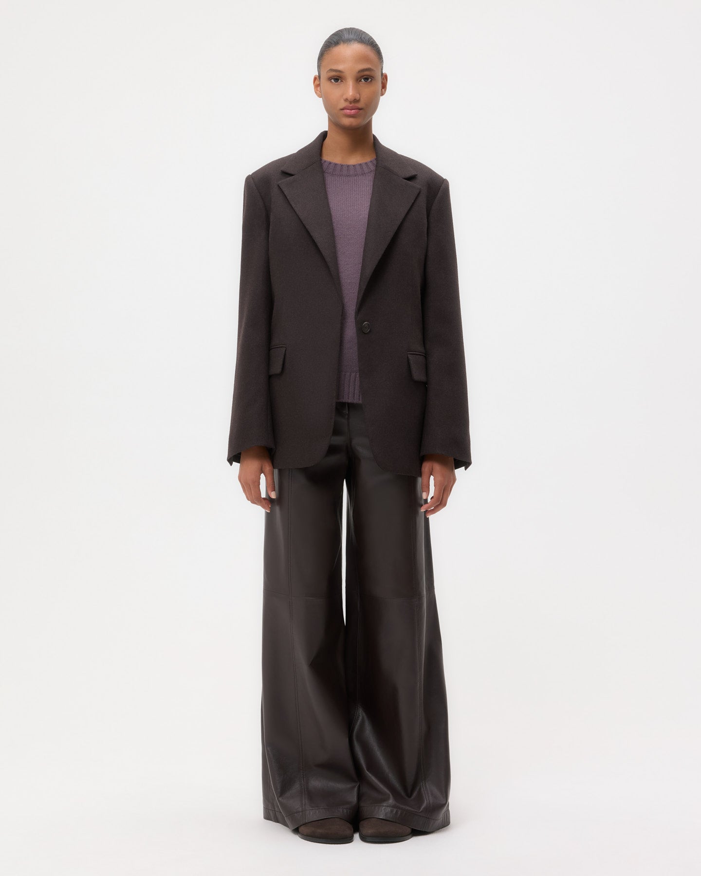 TWP Chocolate Jillian Blazer in Wool Cashmere Flannel view 1