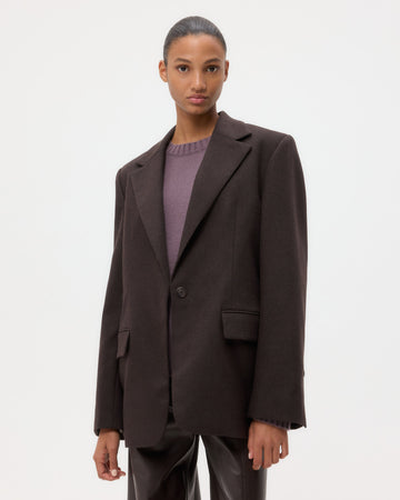 TWP Chocolate Jillian Blazer in Wool Cashmere Flannel view 2