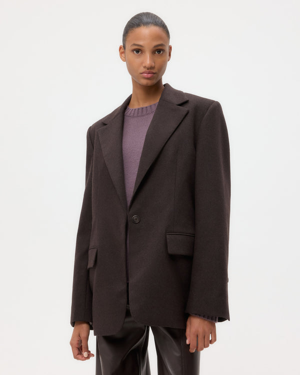 TWP Chocolate Jillian Blazer in Wool Cashmere Flannel view 2