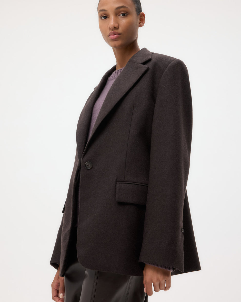 TWP Chocolate Jillian Blazer in Wool Cashmere Flannel view 3